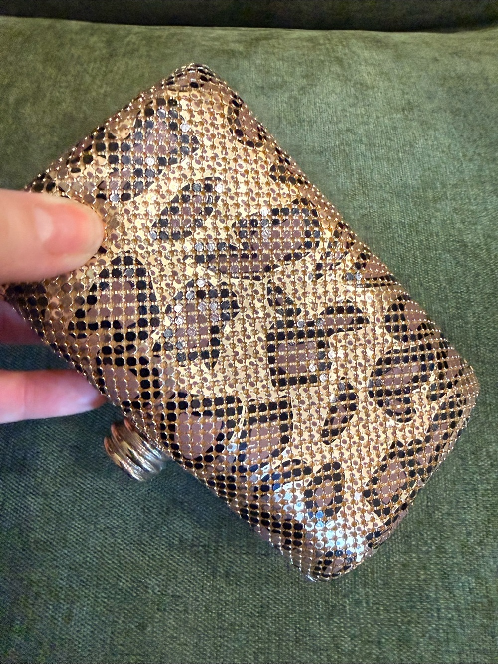 Gold and Black Chainmail Leopard Clutch - Women's Evening Bag
